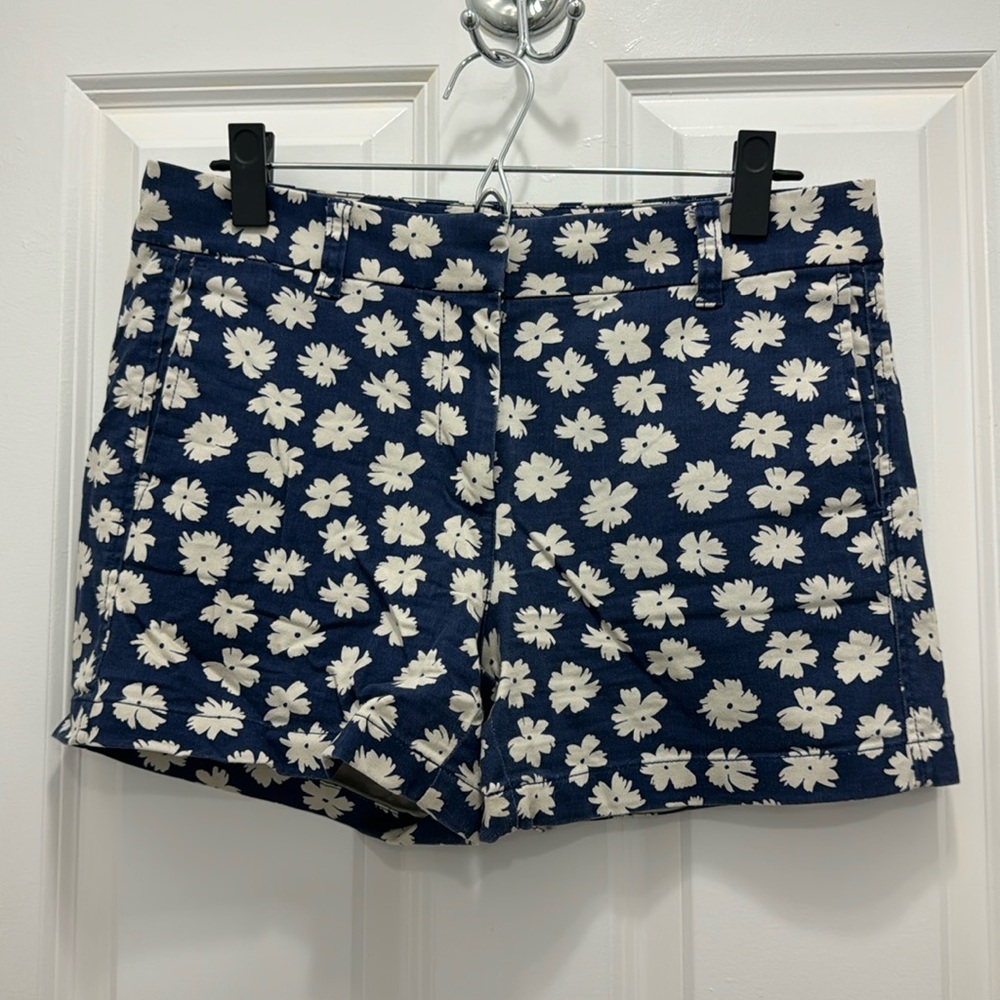 Blue and White Floral J. Crew Shorts Size 4